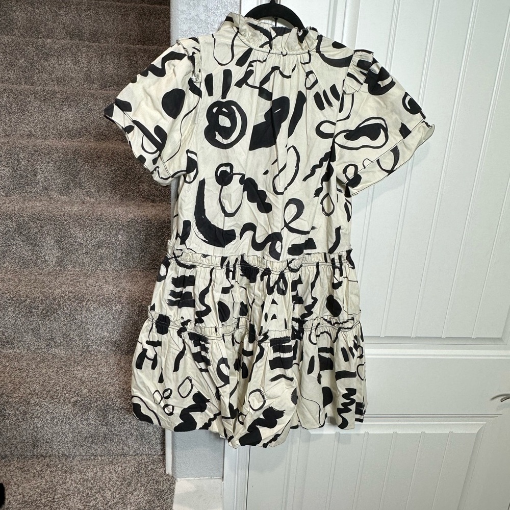 Hunter Bell Merritt Mini Dress Abstract Ink Line Cotton Ruffle - Picture 10 of 15